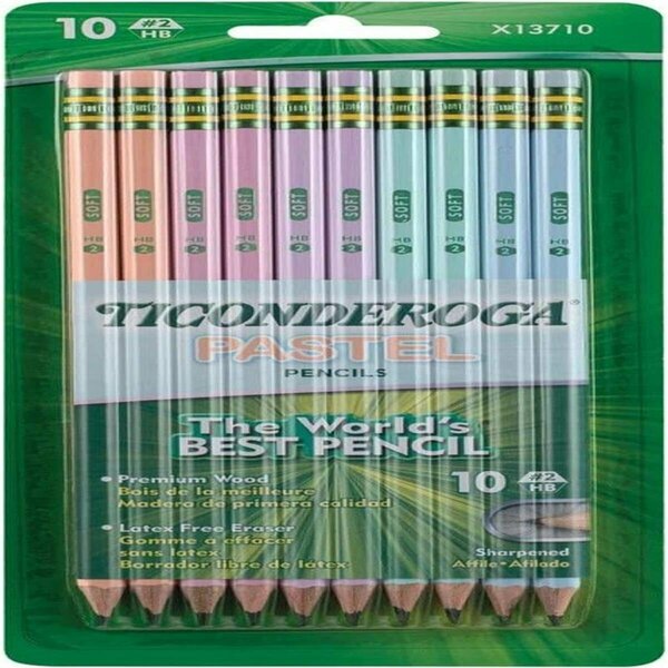 Workstationpro Pastel Wood Tic Pencil, Assorted Color -10PK TH3752377